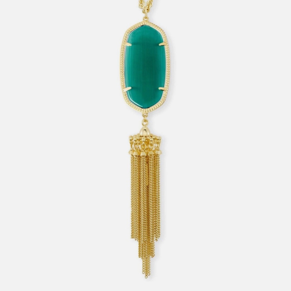 Kendra Scott Rayne Necklace with Emerald Green Stone